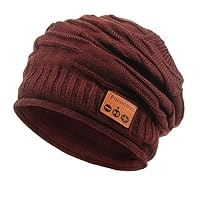 Pococina Upgraded 4.2 Bluetooth Beanie Music Hat Winter Knit Hat Cap Wireless Headphone Musical Speaker Beanie Hat as Birthday Gifts for Men Women Teen Girls Boys, Built-in Mic - 012 Wine Red