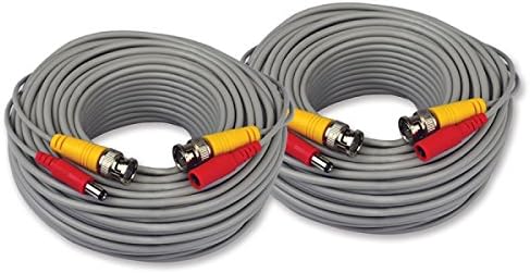 ISEEUSEE 2 Pack 60 Feet Pre-Made All-in-One BNC Video Power CCTV Security Surveillance Camera Extension Cables (60FT-2 Pack)