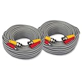 ISEEUSEE 2 Pack 60 Feet Pre-Made All-in-One BNC Video Power CCTV Security Surveillance Camera Extension Cables (60FT-2 Pack)