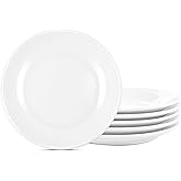 Dyrfolm 8 Pcs Ceramic Salad Plates, 8 Inch Ceramic Appetizer Plates,White Dinner Plate,Round Porcelain Serving Plate for Appetizers Dessert Salad, Microwave & Dishwasher Safe