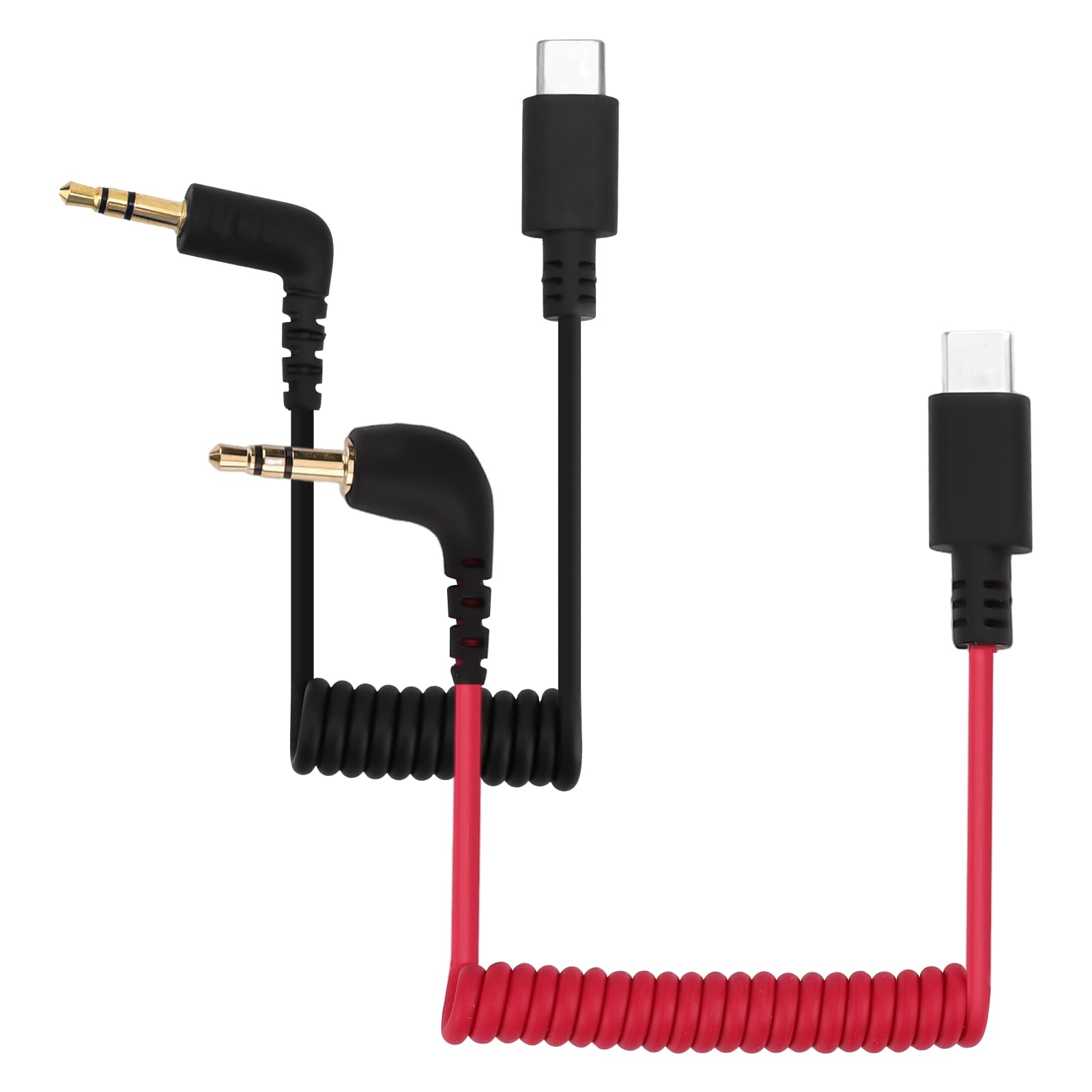 Photo 1 of BTFO 2pcs USB C to 3.5mm TRS Microphone Adapter Mic Cable, for Hollyland Lark M1/M2/MAX/150/M1/MAX Duo Audio Output Cable DAC Coiled Cable Rode Wireless GO 2/ME/Pro Android iPhone 15/16