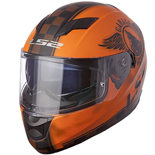 LS2 Helmets Stream Fan Full Face Motorcycle Helmet with Sunshield (Matte Orange, X-Large)