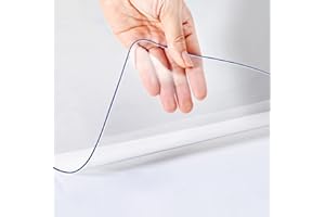 SOROEL 2Pcs 12X24 Inch Clear Table Cover Protector PVC Desk Protector Mat Wood Furniture Surface Protection Heavy Duty Plastic Tablecloths Dining Coffee Tabletop Protector Kitchen Countertop Cover Pad