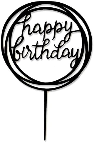 Happy Birthday Cake Topper - Black Acrylic 5x4 Inch Decorative Sign For Cakes, Plants & Desserts - View #10