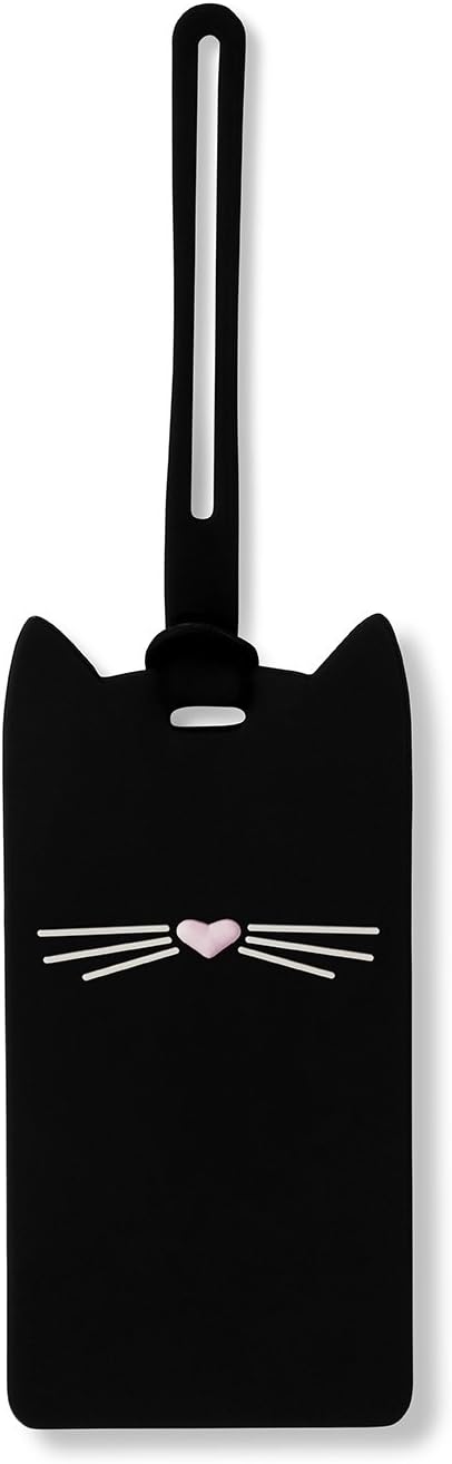 Kate Spade New York Silicone Luggage Tag with Durable Strap, Black Cat: Clothing