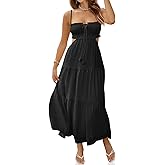 Fisoew Women's Spaghetti Strap Maxi Dress Summer Sleeveless Side Cut Out Dress Casual Boho Backless Flowy Long Dresses