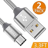 USB Type C Cable (3FT 3 Pack),USB C to USB A Charger Nylon Braided Fast Charging Cord for Samsung Galaxy Note 8 S8 plus,Google Pixel 2 XL,LG V30 G5 G6 V20,Moto Z Z2,Nintendo Switch More