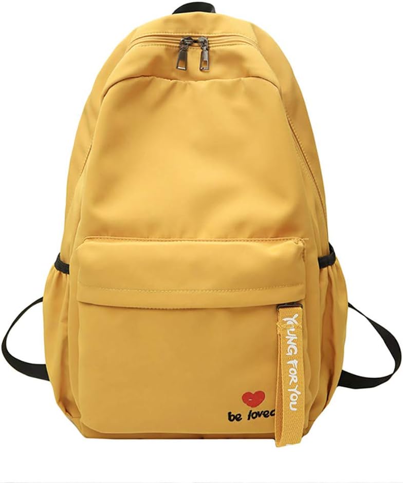 Candy Color Student Backpack, Nylon Big Capacity Zipper Closure Shoulder Bag, Teens Waterproof Durable College Daypack for Travel