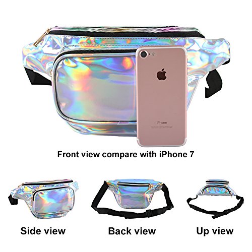 Mum's memory Holographic Fanny Packs for Women - Outdoor Sport Waist Pack for Running, Hiking, Traveling for Men (Silver)