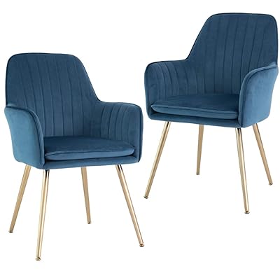 Five Stars Furniture Velvet Dining Chair with Golden Metal Legs