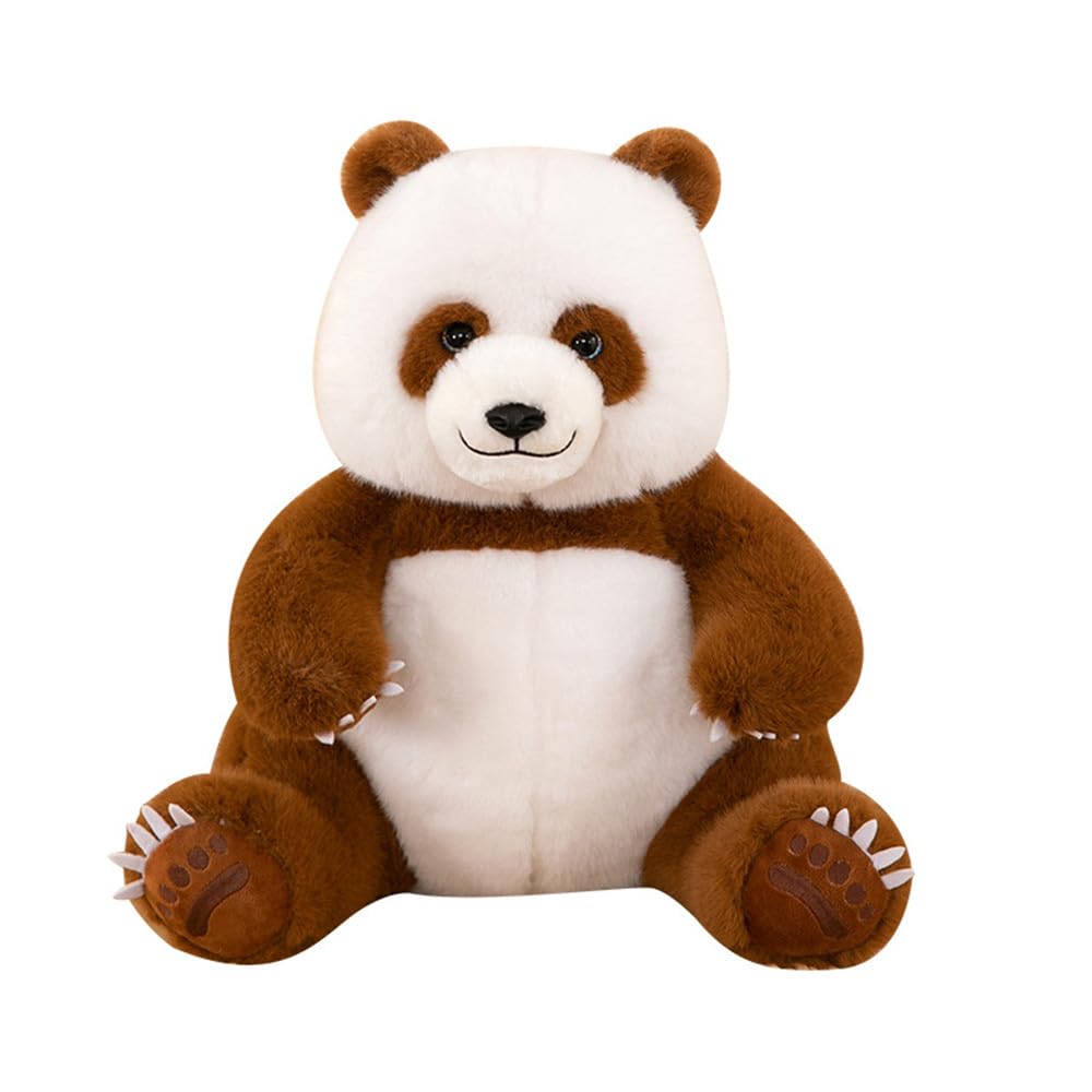 Tikwisdom Stuffed Animals-Giant Panda, Soft and cuddly giant panda doll, plush toy cat, height 30cm (coffee)