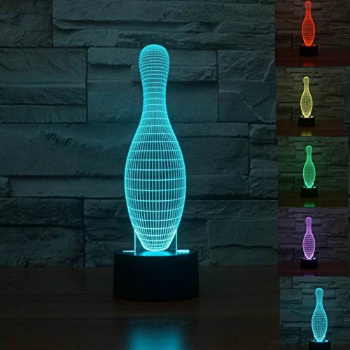SUPERNIUDB 3D Bowling Shape Night Light 7 Color Change LED Table Lamp Xmas Toy Gift