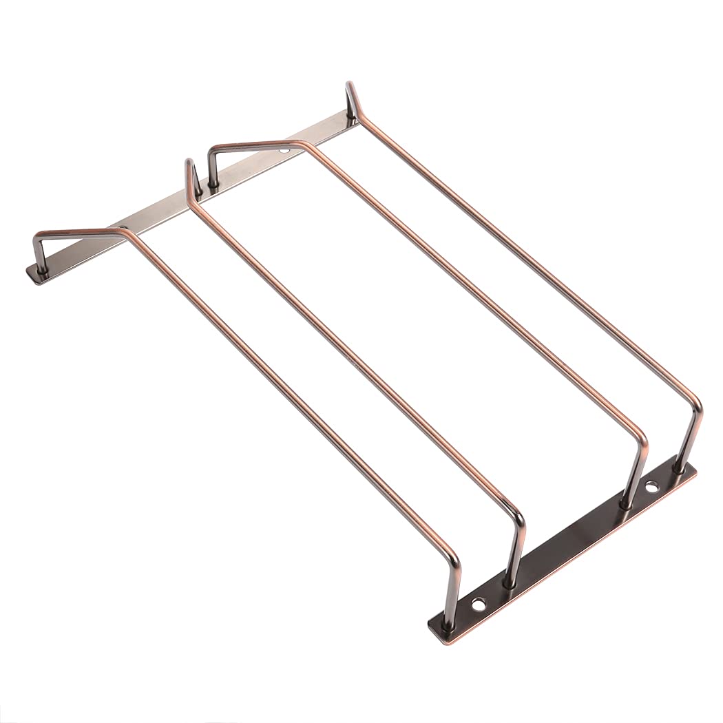 Dianoo 30.5cm Bronze Wine Glass Rack Under Cabinet, Wine Glass Holder Gold Under Shelf, Stemware Rack, Wine Glasses Storage Hanger, 2 Rows