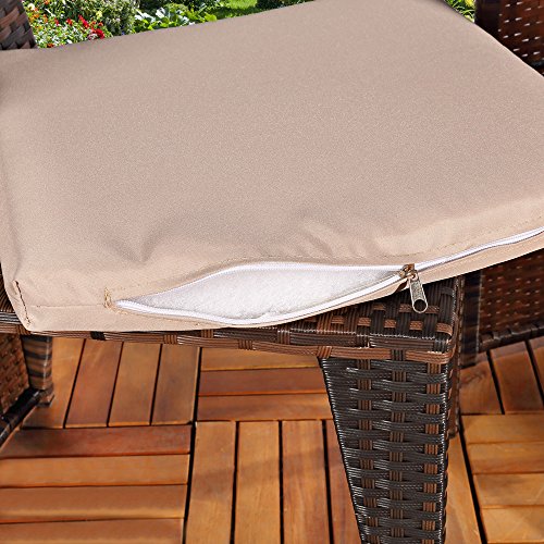 Melko Gartenmöbel 3er Set Gartengarnitur Rattan Barset Garten Sitzgarnitur platzsparend Balkonset Sitzgruppe – Bild 6