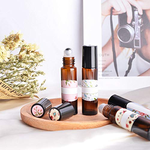 image for UrSpeedtekLive 8 Pack, HwaShin 10 ml Amber Glass Roll on Bottles, Esse