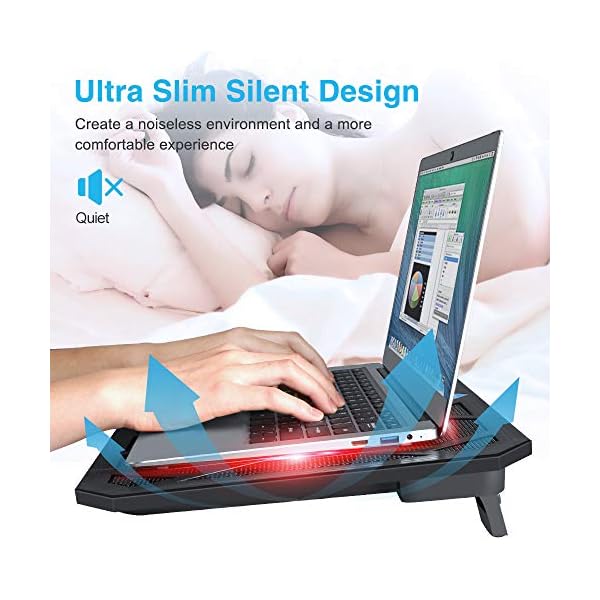 VOXON-Laptop-and-Notebook-Cooling-Pad-With-6-Fans-at-1400-RPM-and-Red-LED-Laptop-Cooler-fits-up-tp-19 VOXON Laptop and Notebook Cooling Pad, Gaming Laptop Stand, 65CMF, With 6 Fans at 1400 RPM, 12 Red LED Laptop Cooler…