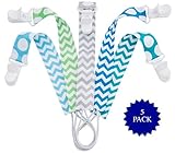 Pacifier Clip - 5 Pack | Unisex | Best Universal Silicone teething Pacifier Holder Set for Girl/boy, Soothie/MAM Pacifiers, Teething Ring Toys, | Perfect Baby Shower Gift