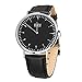 BaIDI Men's Wrist Watch Quartz Wristwatch with Genuine Leather Strap Analog Watches for Men (Black)