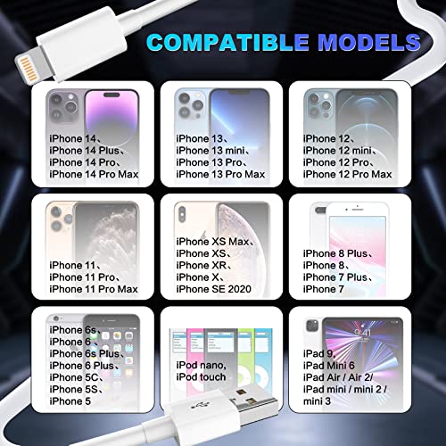 iPhone Charger, 3Pack 3FT MFi Certified Lightning Cable Fast Charging Cord Compatible with iPhone 14 13 12 11 XS XR X Pro Max Mini 8 7 6S 6 Plus 5S SE iPad iPod AirPods…