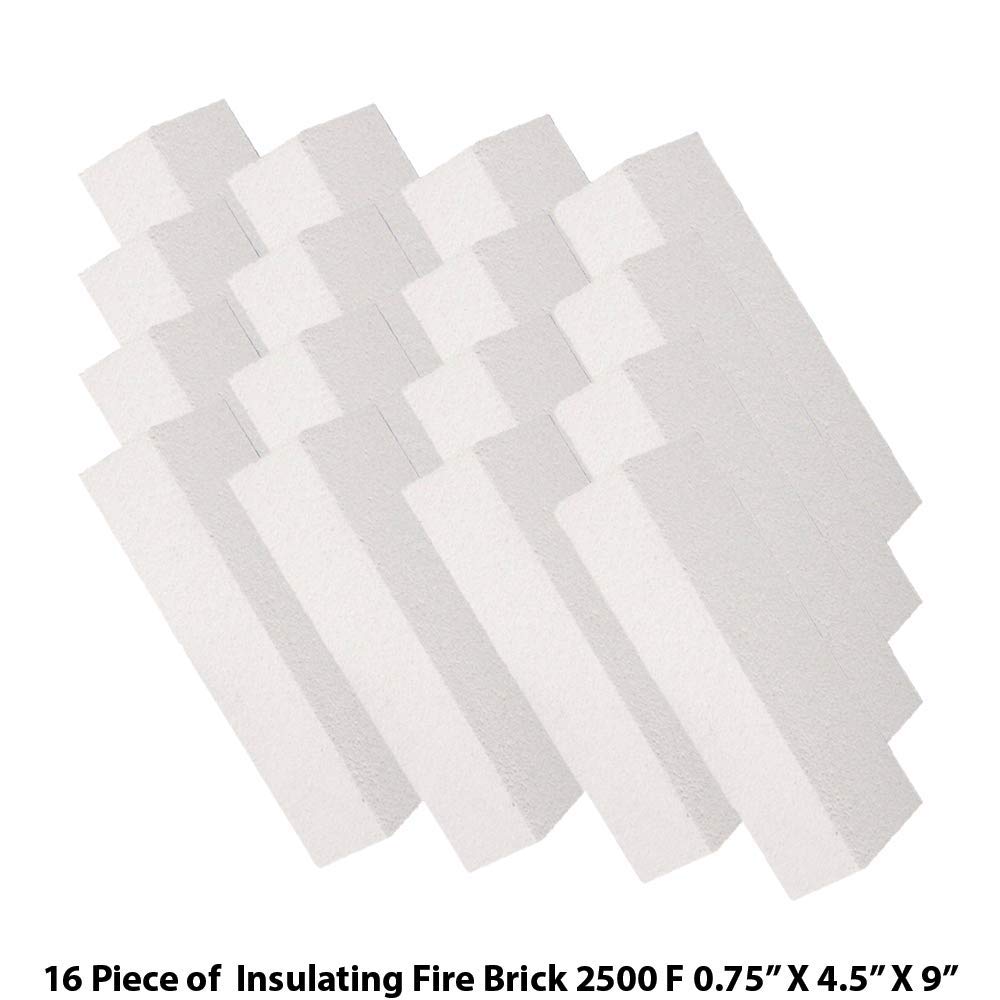 HFK-25 Insulating FireBrick 2500F 0.75" x 4.5" x 9" IFB Box of 16 Fire Bricks for Fireplaces, Pizza Ovens, Kilns, Forges