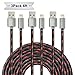 Kinbashi Lightning Cable 3 Pack 6Ft Nylon Braided for iPhone 8, 8Plus, iPhone X, iPhone 7, 7Plus and iPad