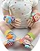 Happy Monkey Baby Wrist Rattles and Foot Finders Set High Contrast Infant Foot Finders Socks and Newborn Hand Wrist Rattle Toy Cute Engaging Elephants and Monkeys Bright Developmental Colors Patterns