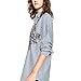 ELINKMALL Women Elegant OL Embroidery Turn-down Casual Blue Striped Long Sleeve Blouse Tops