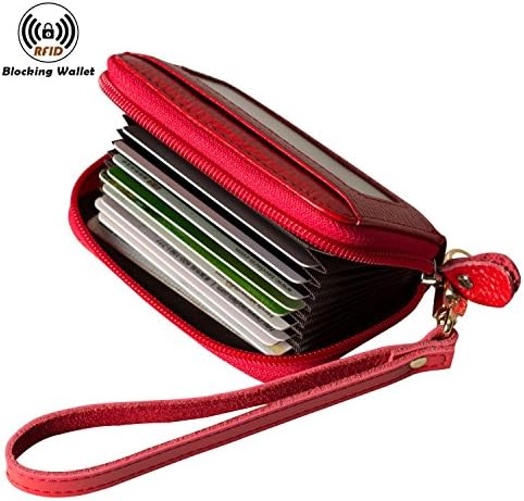 Noedy RFID Blocking Credit Card Holder Compact Wallet Genuine Leather Accordion Purse For Women Men
