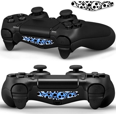 2x LED Sticker 2x Thumb Grips für PlayStation 4 Controller Light Bar Decal Skin Sticker – Skulls Muster