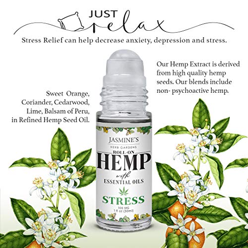 Jasmine’s Herb Garden Stress Relief Essential Oil Blend with Hemp