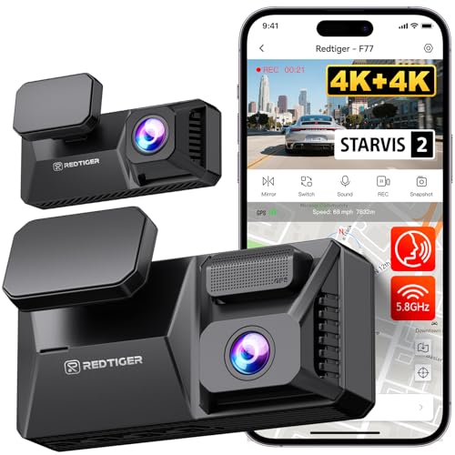 REDTIGER F77 4K Dash Cam Front and Rear