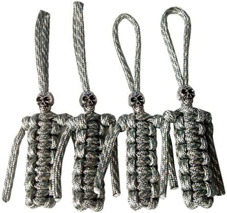 YHAN Scarecrow Paracord Zipper Pulls or Knife Lanyards with Skull Alloy Bead-4 Pack