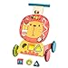 Labebe Wooden Push and Pull Toy, Activity Baby Walker, Toddler Learning Cart - Yellow Lion