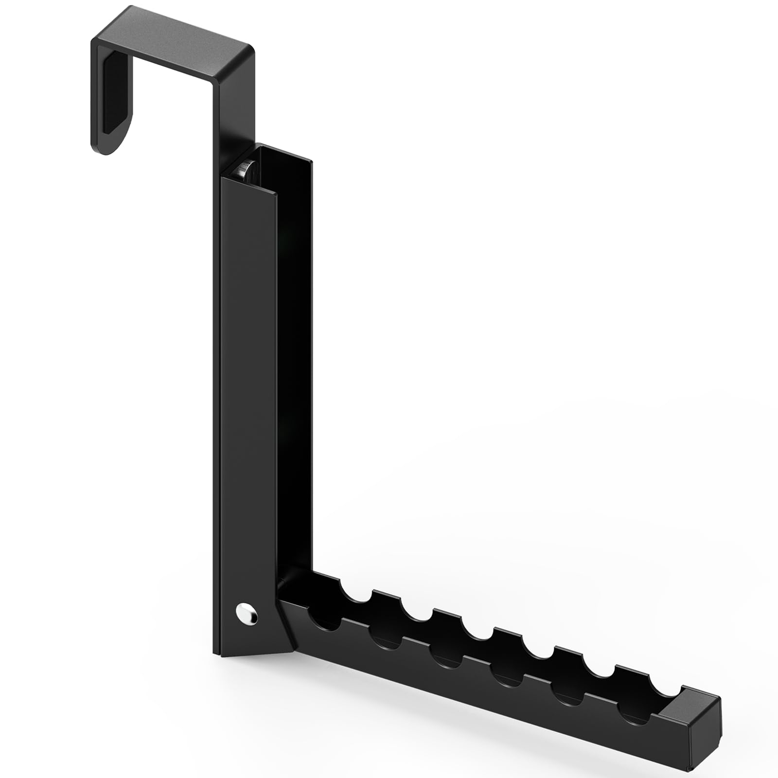 Photo 1 of 1 Pcs Black Folding Over Door Clothes Drying Laundry Rack Hooks - 6 Groves, Hanger for Clothes & Towels, Bedroom & Bathroom