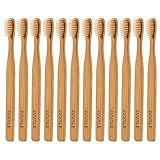 12-Pack Natural Bamboo Toothbrushes - Durable and Eco-Friendly Wooden Handles with FDA approved and BPA-Free Nylon Bristles for Natural Dental Care – 7.5 Inches Long