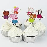 Winrase® Pack of 24 Cute Peppa Pig Kids Party Decoration Paper Cupcake Toppers (Peppa Pig)