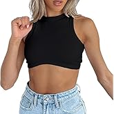 Crop Tank Tops for Women Trendy Sexy Teen Girls Going Out Tops Cute Summer Cropped Sleeveless Knit Ribbed White/Black