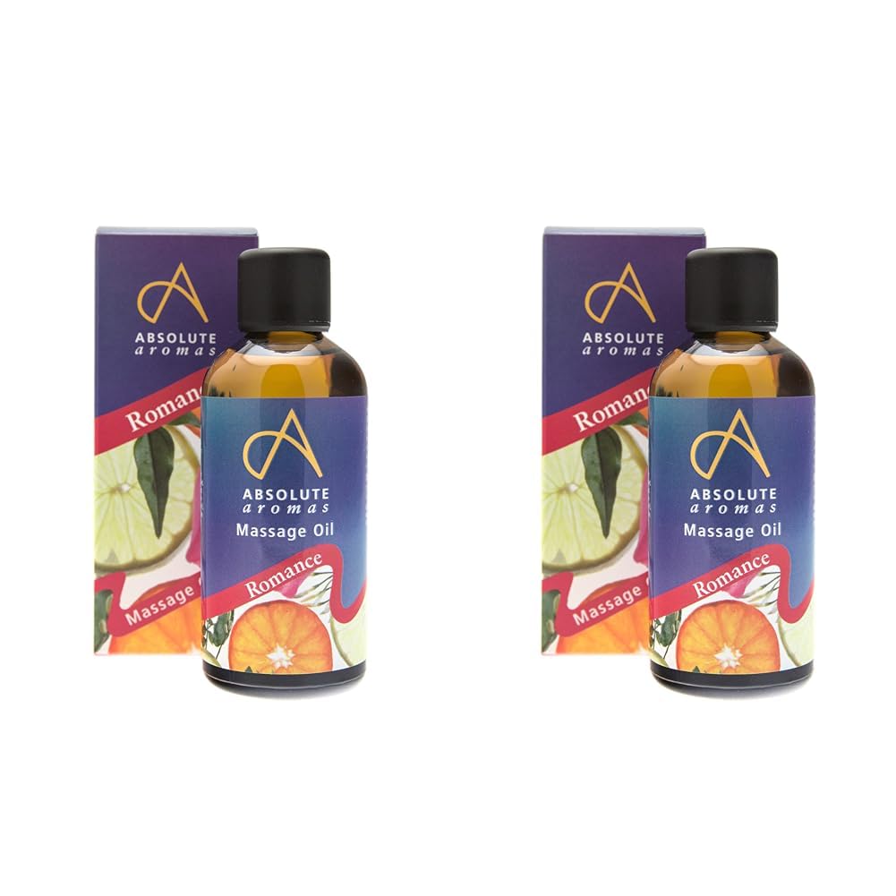Absolute Aromas Romance Bath & Massage Oil 100ml - Jasmine, Spearmint and Cedarwood Pure Essential Oils in a Jojoba, Sweet Almond & Evening Primrose Base - Sensual Body Oil (Pack of 2)