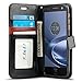 J&D Case Compatible for Motorola Moto Z Droid Case, Wallet Stand Slim Fit Heavy Duty Protective Shock Resistant Flip Cover Wallet Case for Moto Z Droid Wallet Case, Black