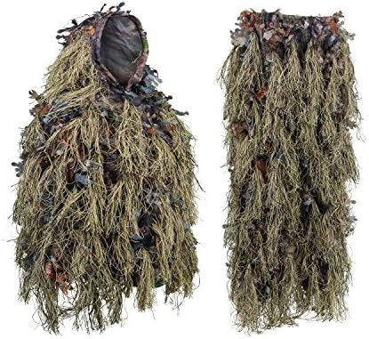 North Mountain Gear Hybrid Ghillie Suit for Men - Lightweight Hunting Camouflage - Woodland Green - Airsoft Sniper Clothing