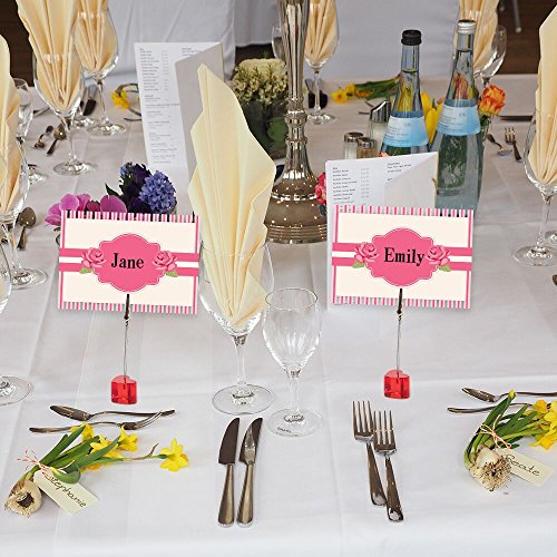 senover 10pcs Table Number Holder Name Place Card Holder Memo Clip Holder Stand Note Holder Pictures Card Paper Menu Clip (red heart)