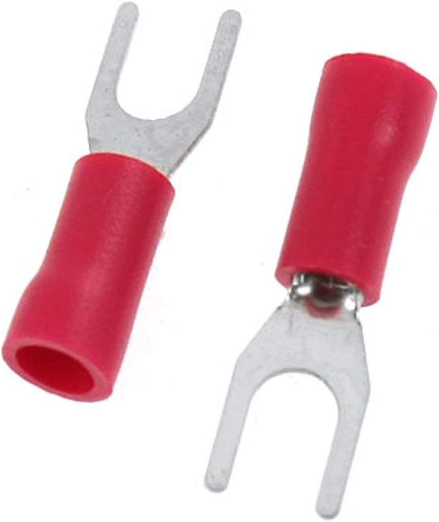 WEIJ 200 Pcs 4mm Fork AWG 22-16 Pre Insulated Terminal Cable Lug Red