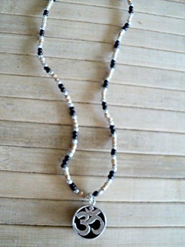 Tulsi necklace with Sterling Silver Onyx Reversible Om pendant