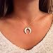 WORTHTRYIT Pendant Necklace ,Ivory Double Horn Moon Pendant Necklace With O Chain-M
