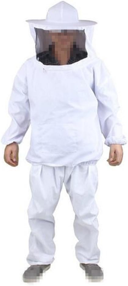 Univegrow Beekeeping Protective Jacket Suit Pants with Veil for Professional and Beginner Beekeepers (White)
