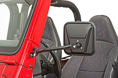 Windshield Mount Square Head Mirrors - Set Doors Off for Jeep Wrangler TJ