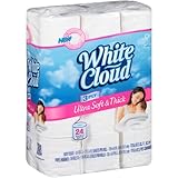 White Cloud Ultra Soft & Thick Double Roll 3 Ply Bathroom Tissue - 24 Double Rolls
