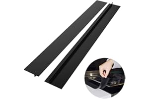 Silicone Kitchen Stove Gap Covers, Kitchen Counter Gap Anti-Slip Non-Tacky Filler Seals Spills Between Counter, Stovetop, Oven, Washer, heat-resistant，Set of 2 (25 Inches, Black) by liboyixi