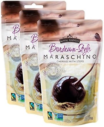 Royal Harvest Bordeaux Maraschino Cherries with Stems, 8 Ounce (Pack of 3)