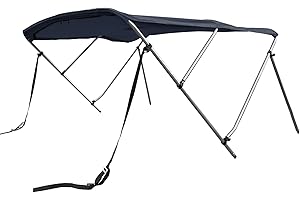 SavvyCraft 3 Bow Bimini Top Cover for Boat 6ft Long, Aluminum Frame with Storage Boot, Rear Support Poles Mounting Hardwares Included, 72" Long 36" 46" 54" 3 Height Options